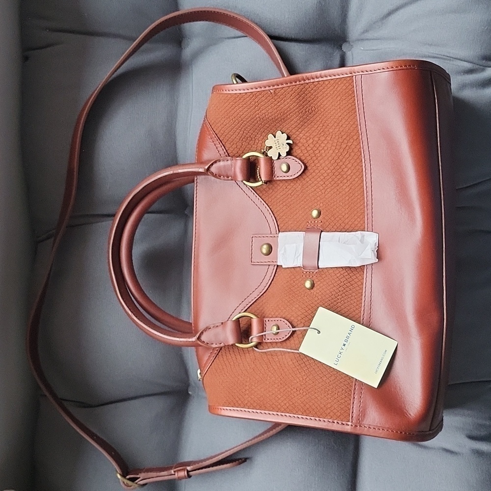 Lucky Brand Cowhide Leather Crossbody Top Handle Satchel
